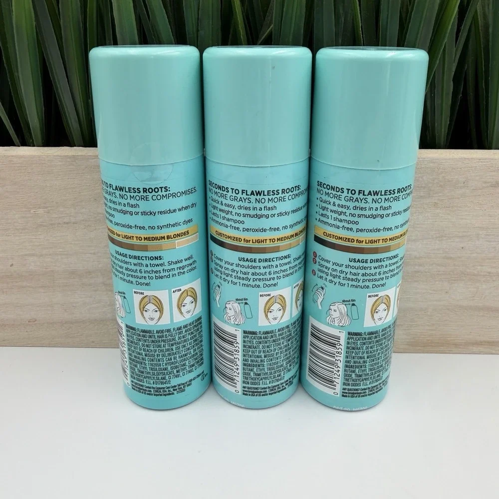 (3) L'Oreal Magic Root Cover Up Gray Concealer Spray, Light to Medium Blonde
